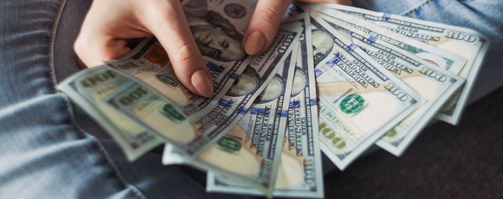 a person holding money
